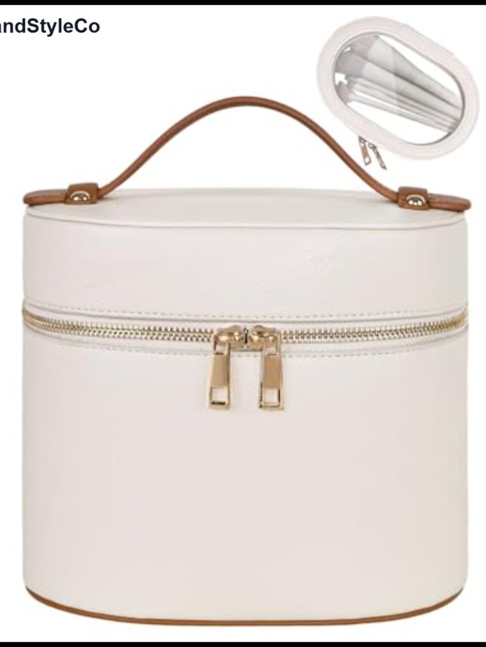 Travel Makeup Bag Set with Clear Pouch, PU Leather, Water-Resistant
